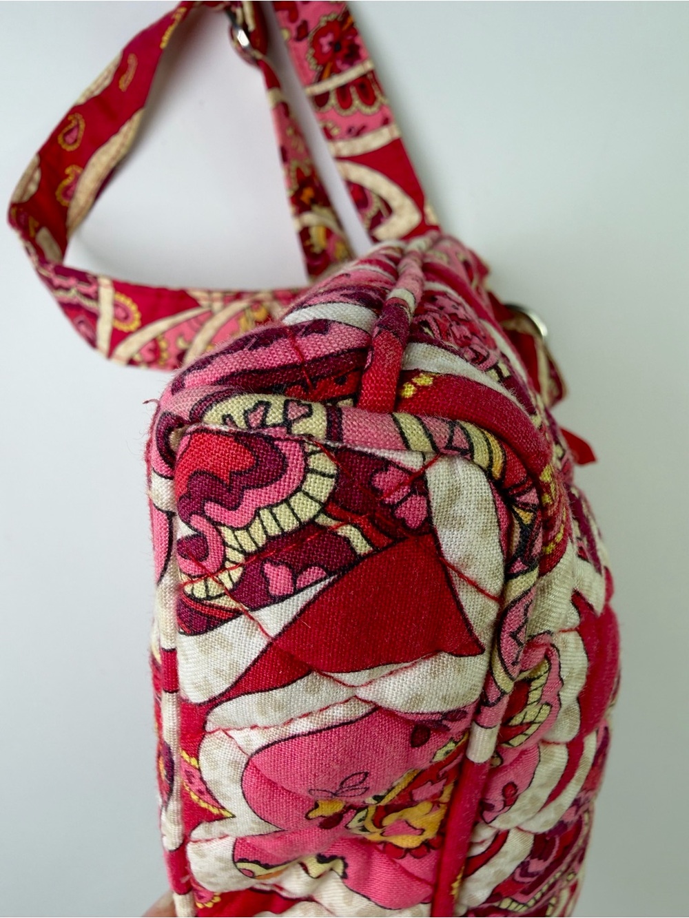 VERA BRADLEY Hipster Crossbody Purse - Rosy Posies Pink Red 10x10x2 - Picture 6 of 13